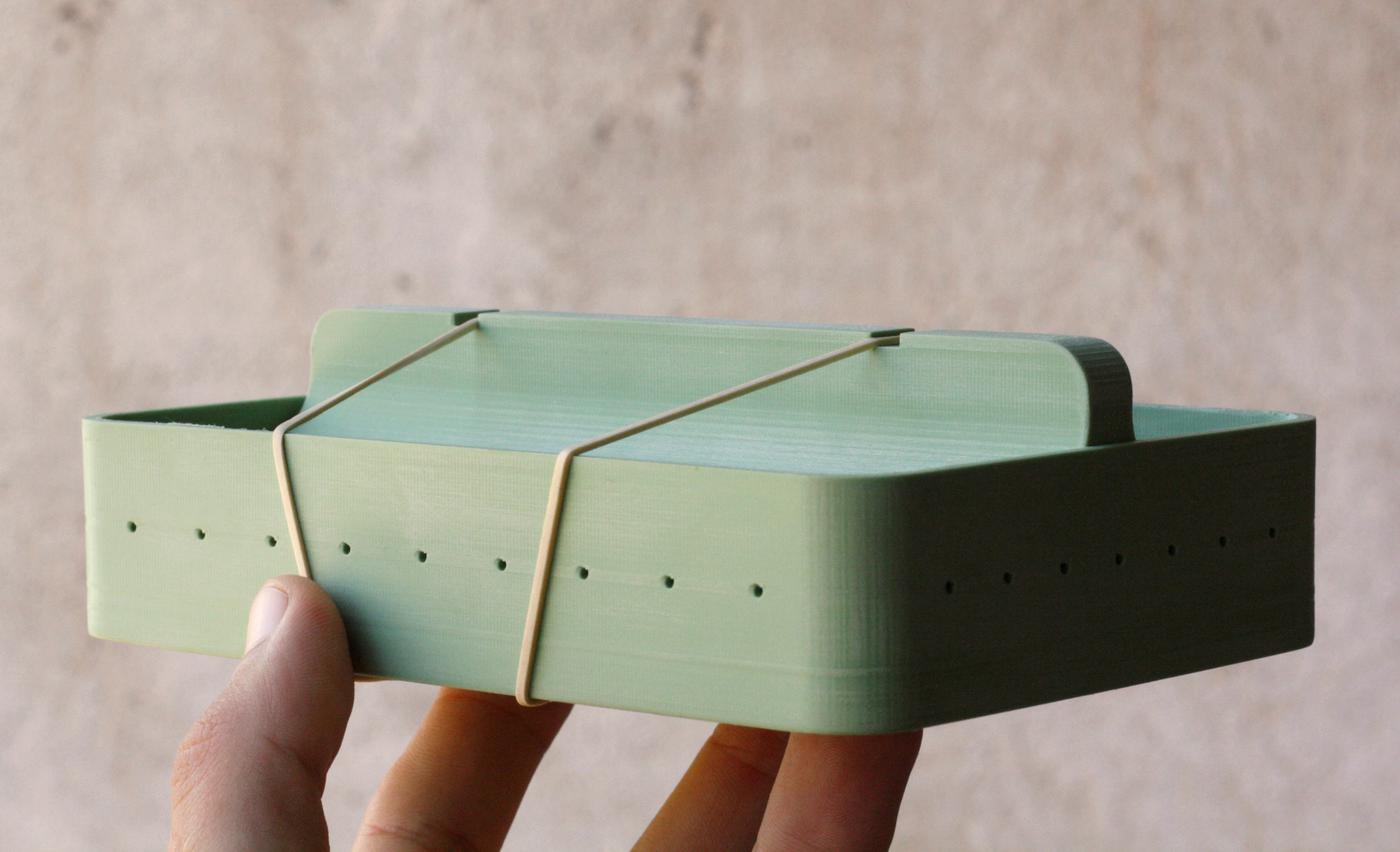 Final version of the 3D printed tempeh mould we made through the maker exchange
