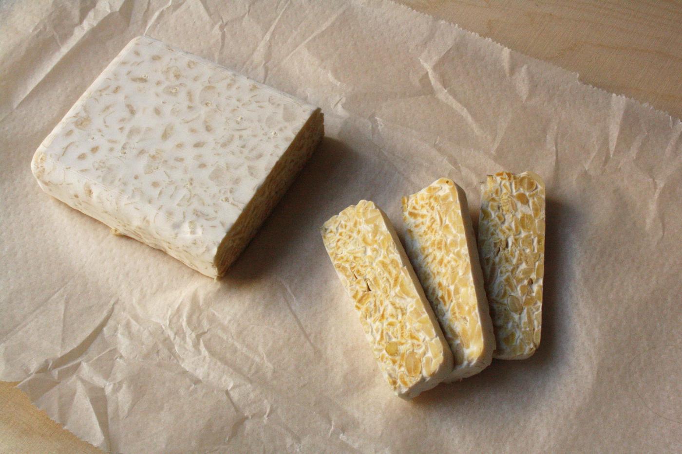 Our tempeh after ~30 hours of incubation