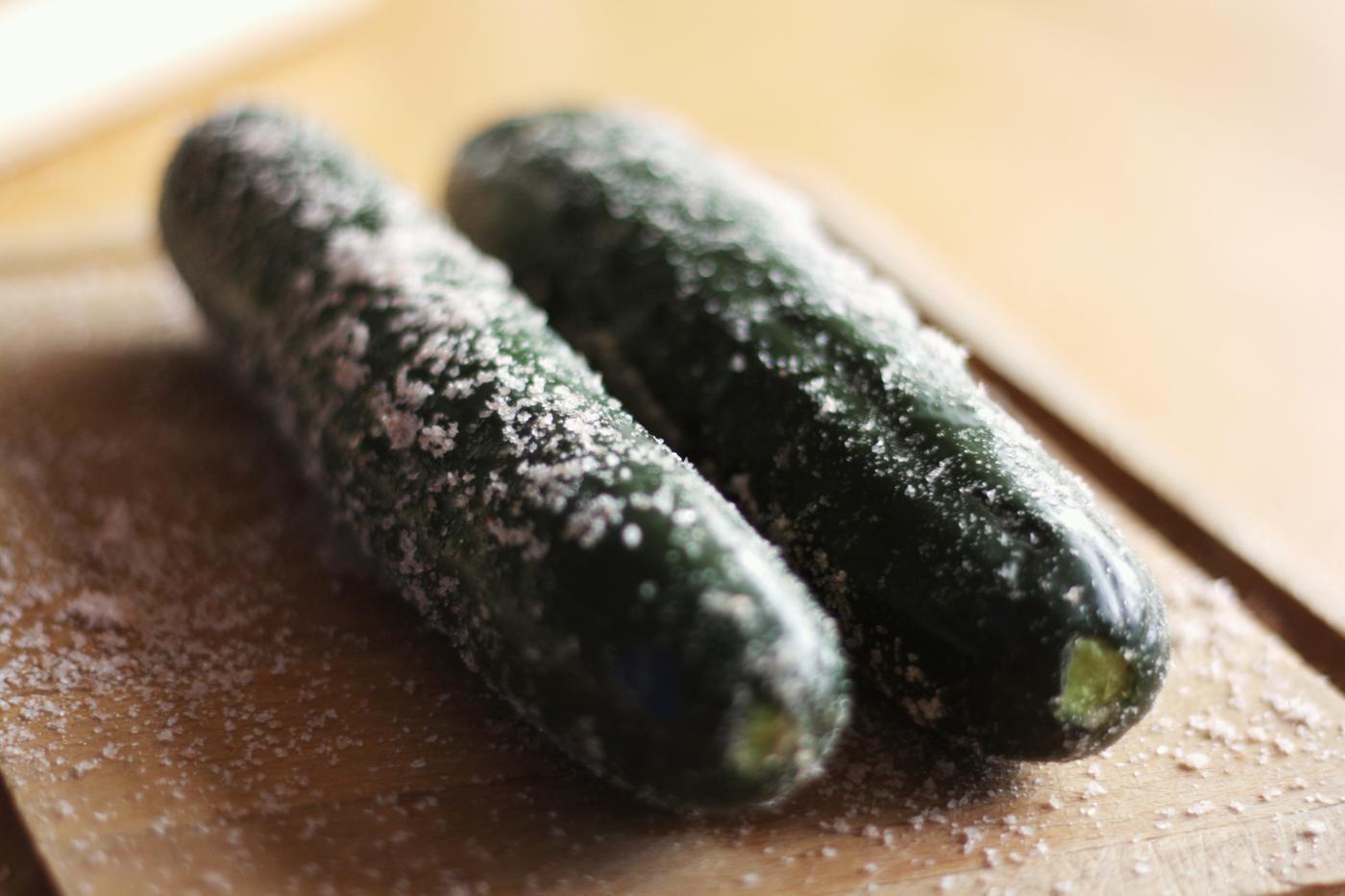 The cucumber should immediately begin to ooze moisture