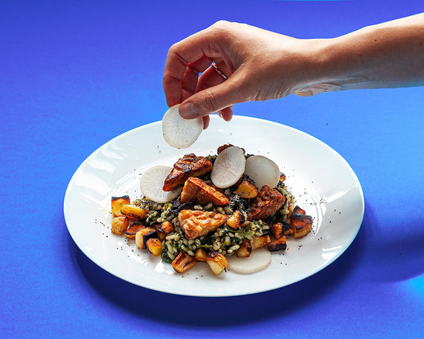 Domingo Club's quick and efficient risotto with soy tempeh for even more deliciousness